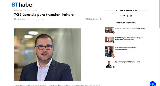 BThaber - 7/24 ücretsiz para transferi imkanı
