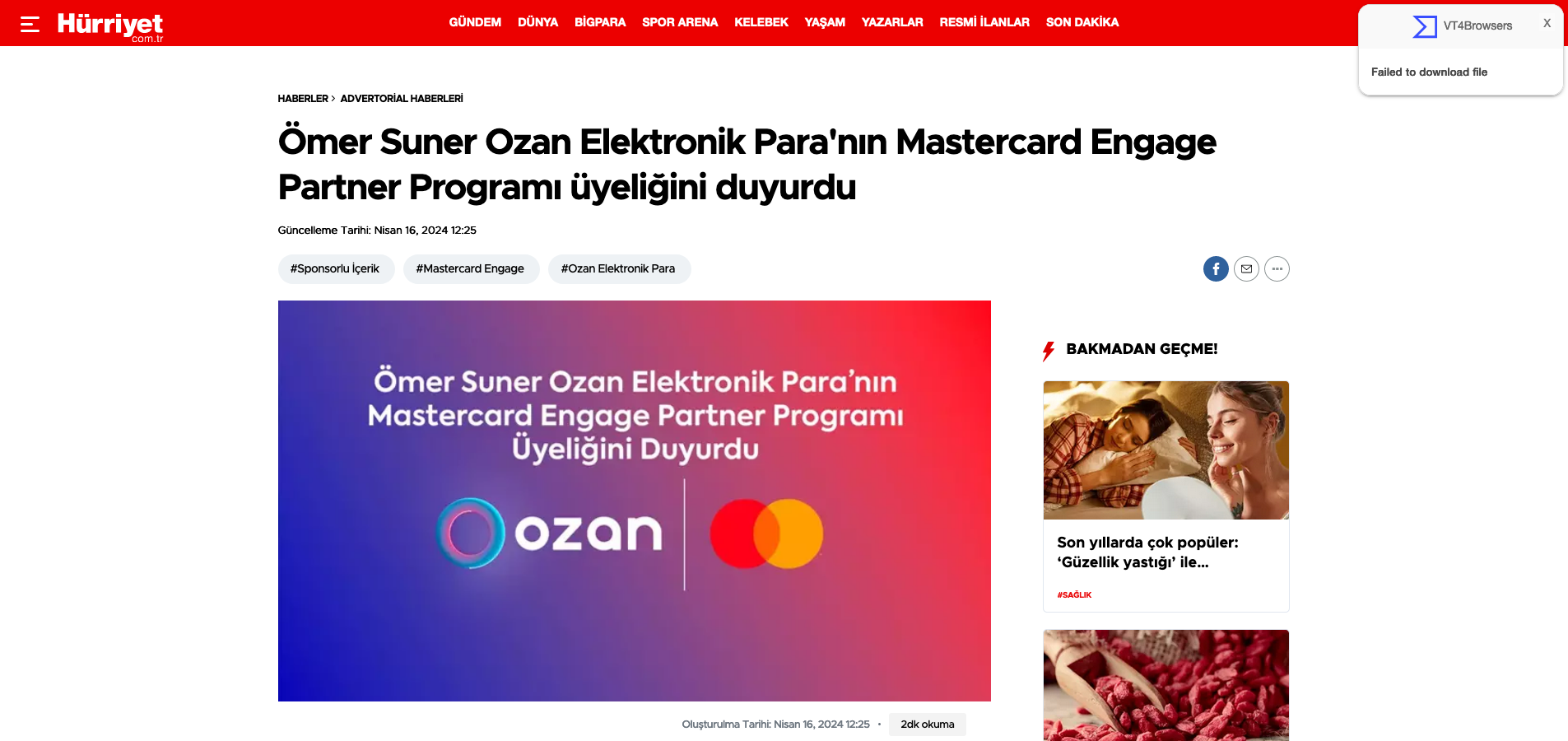 Hürriyet - Ozan Özerk, Ömer Suner, Ozan Elektronik Para