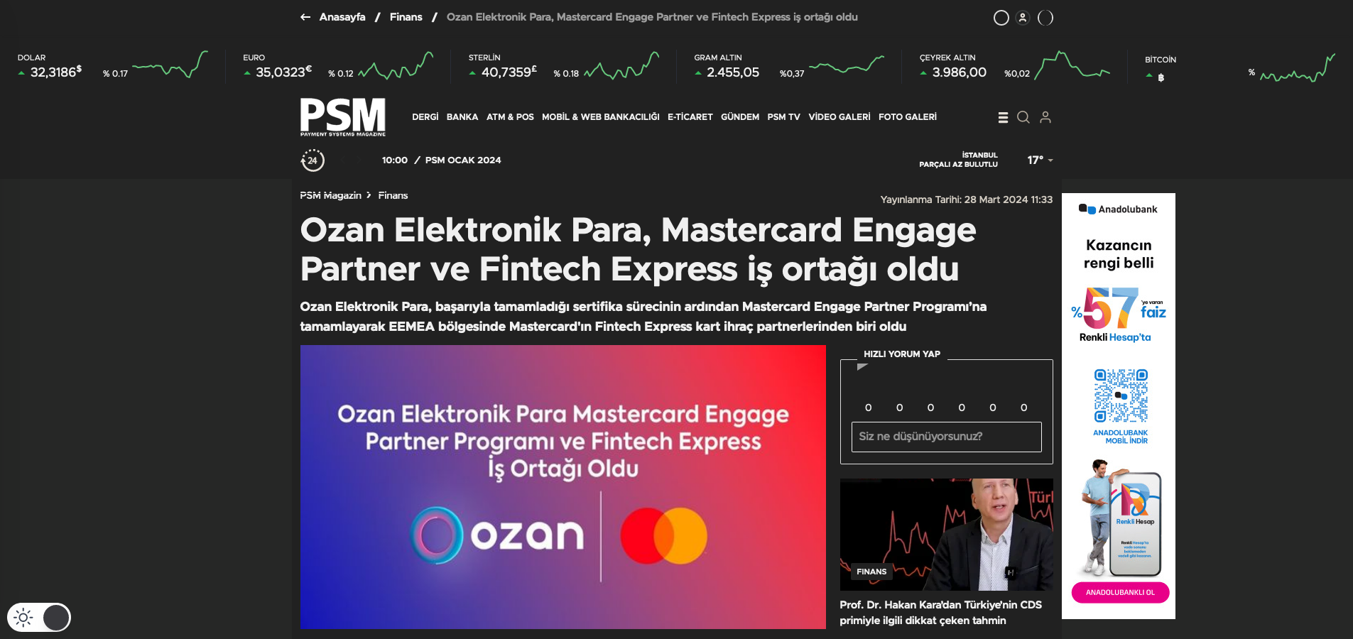 Psm Magazin - Ozan Özerk, Ozan Elektronik Para