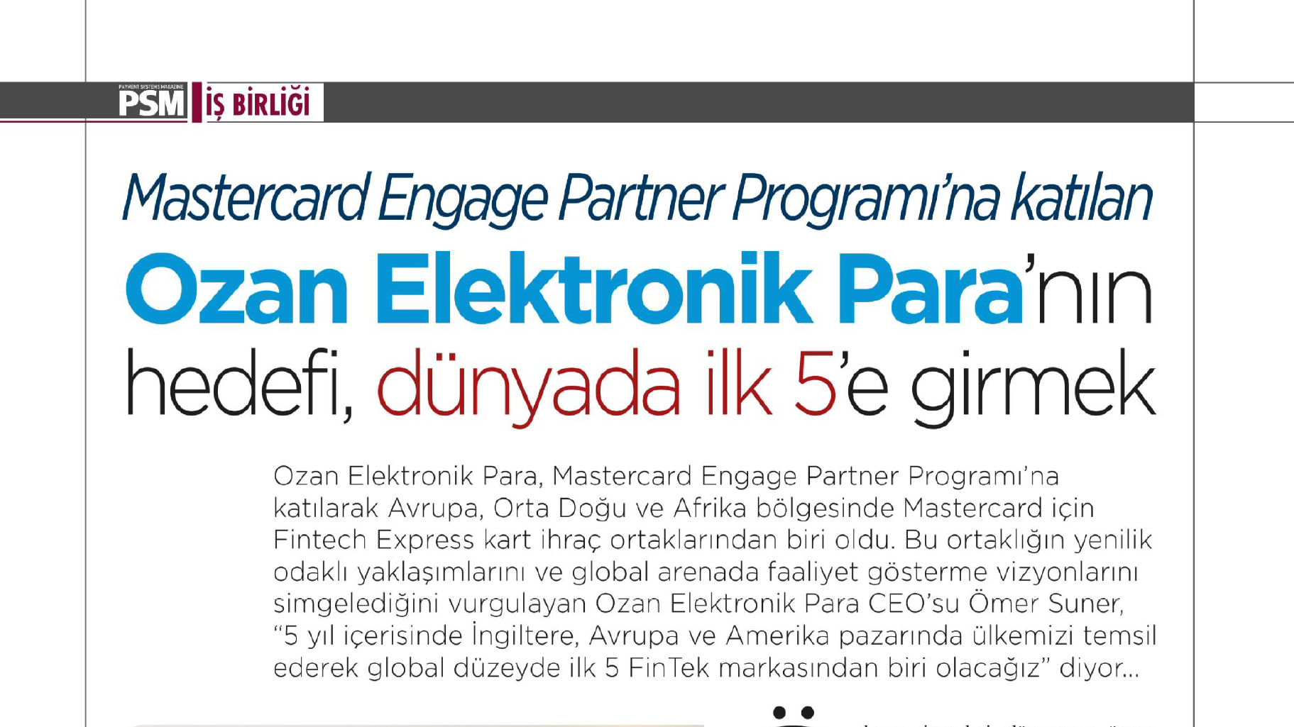 PSM Magazin - Ömer Suner, Ozan Elektronik Para