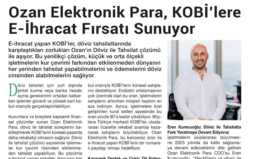Ozan Elektronik Para - COO Eren Kumcuoğlu